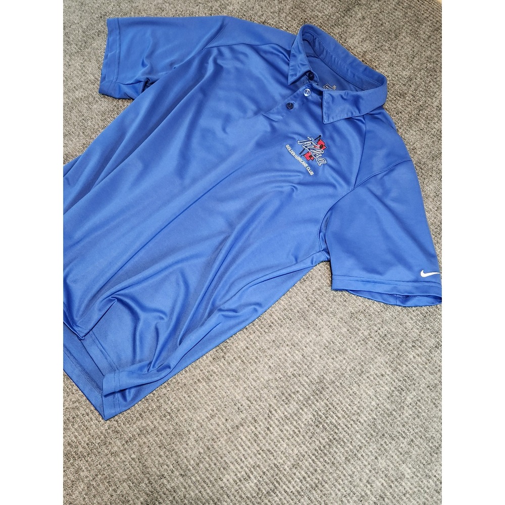 Nike Team Tulsa Golden Hurricane Club Polo Shirt Mens XL Blue Short Sleeve Golf